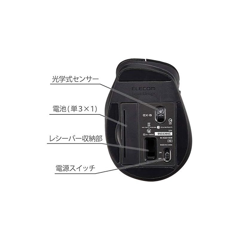 エレコム マウス ワイヤレス (レシーバー付属) Mサイズ 5ボタン (戻る
