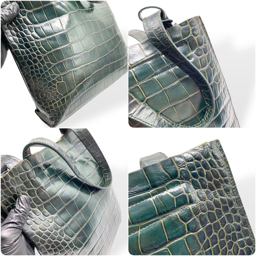 FURLA フルラ クロコ型押し レザー トートバッグ ライトグリーン系 鞄 Yahoo!オークション -「フルラ バッグ グリーン」(トートバッグ