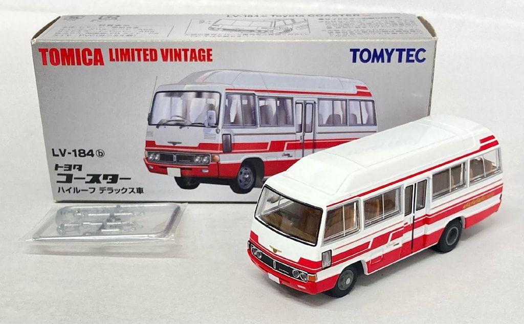 トミーテック TOMICA LIMITED VINTAGE トヨタ コースター ハイルーフ デラックス車 白|赤 LV-184b