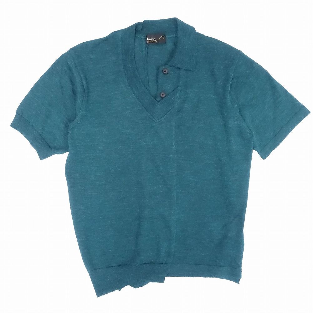 21ss kolor カラー ドッキング ニット ポロシャツ 半袖 アルパカ混 