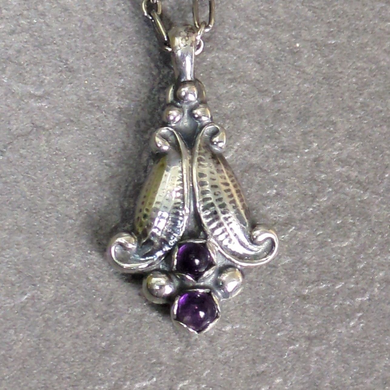 ジョージジェンセンアメジストネックレス銀製品銀製