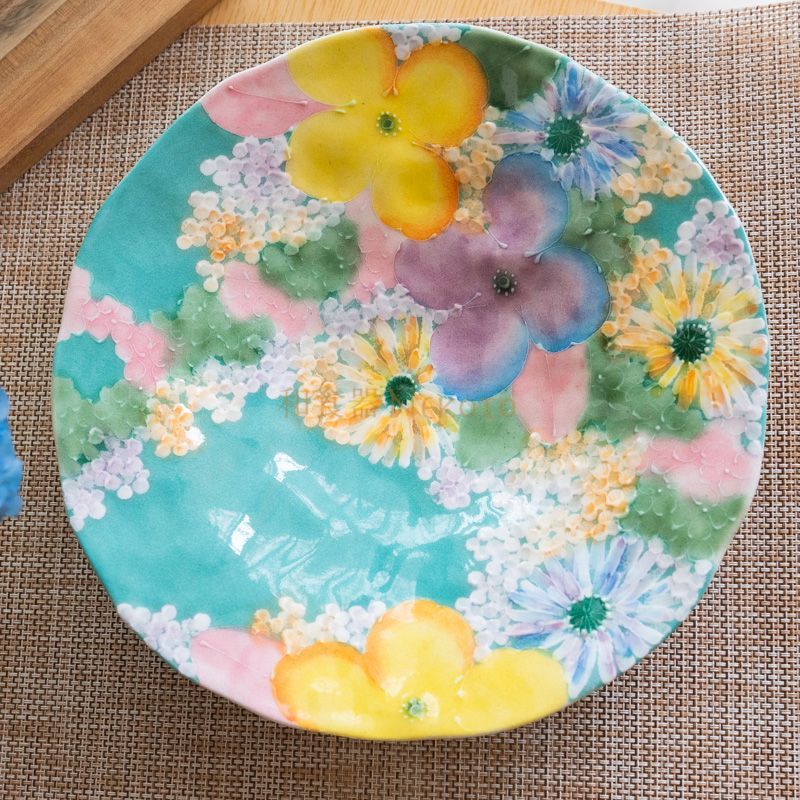 ゆずりは工房　花緑彩　大皿　盛皿 楽天市場】ディナー皿 ゆずりは 工房 緑彩ローズ 単品 皿 花柄