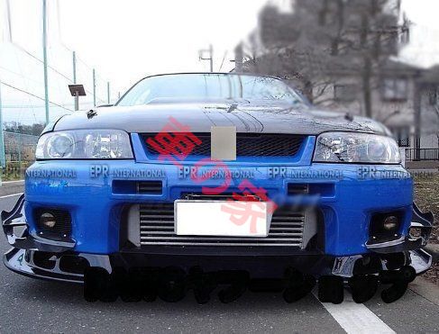 未塗装日産 R33 Skyline GTR改造 樹脂繊維製フロントリップスポイラー 小型エアロバンパー フロントスカート ASタイプ