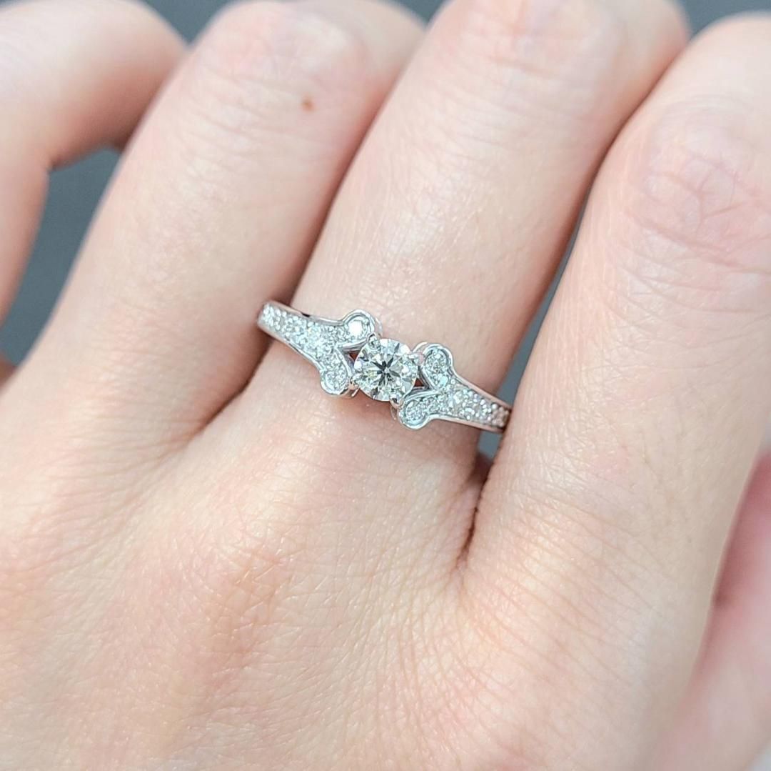 上質 オシャレ 0.55ct ダイヤモンド K18 wg リング 鑑別書付 18金