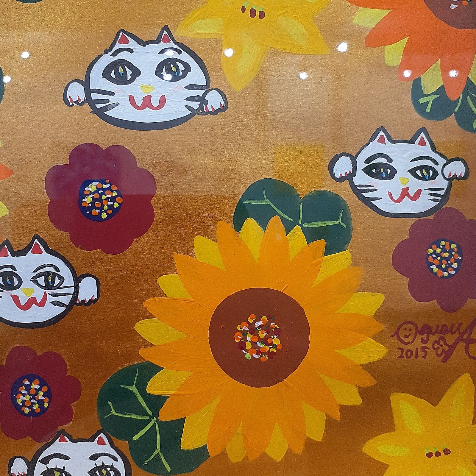 花と招き猫の作品 画家 小楠アキコ サイズ19×24cm - メルカリ 花と招き猫の作品 画家 小楠アキコ サイズ19×24cm - メルカリ