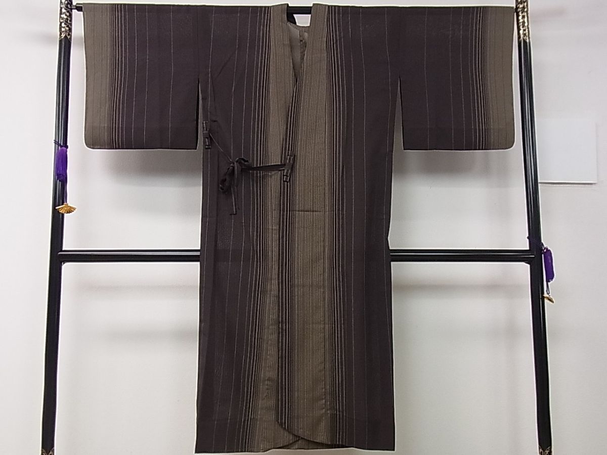 平和屋1■極上 スリーシーズン 春夏秋 道中着 塵除け ロング丈 変わり絽 黒地 金通し地 反端付き 逸品 未使用 2s10408