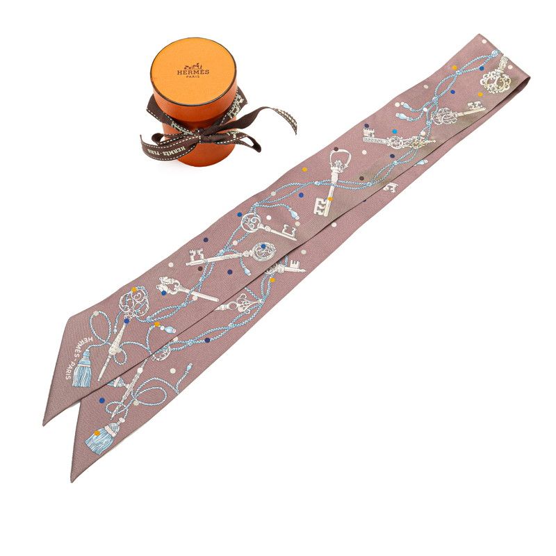 HERMES ツイリー レ・クル・ア・ポワ エルメス ツイリー LES CLES A POIS レ クレ ア ポア マロン