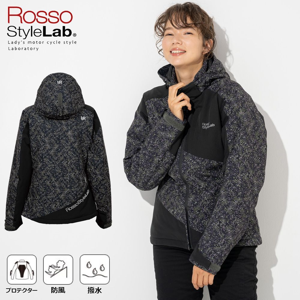 レディース バイク用 秋冬 ソフトシェルジャケット 撥水 防風 防寒 プロテクター付属 Rosso StyleLab ロッソスタイルラボ ROJ0998 バイク オートバイ ジャケット オシャレ かわいい チャコール