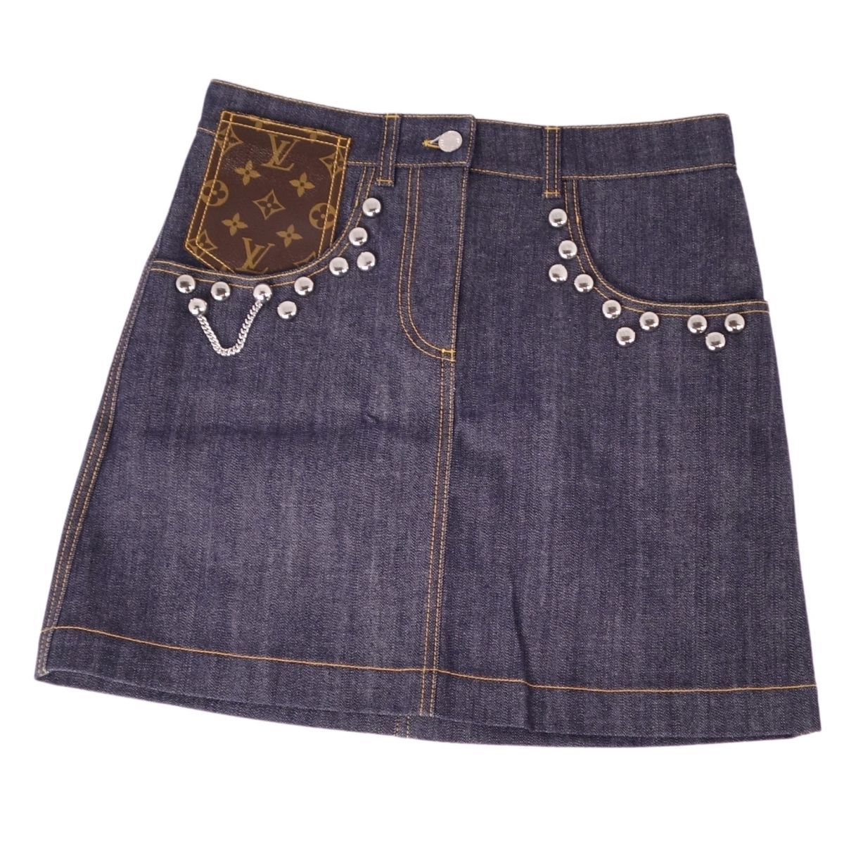LOUIS VUITTON ルイヴィトン デニムスカート ネイビー 中古 40 ③ 