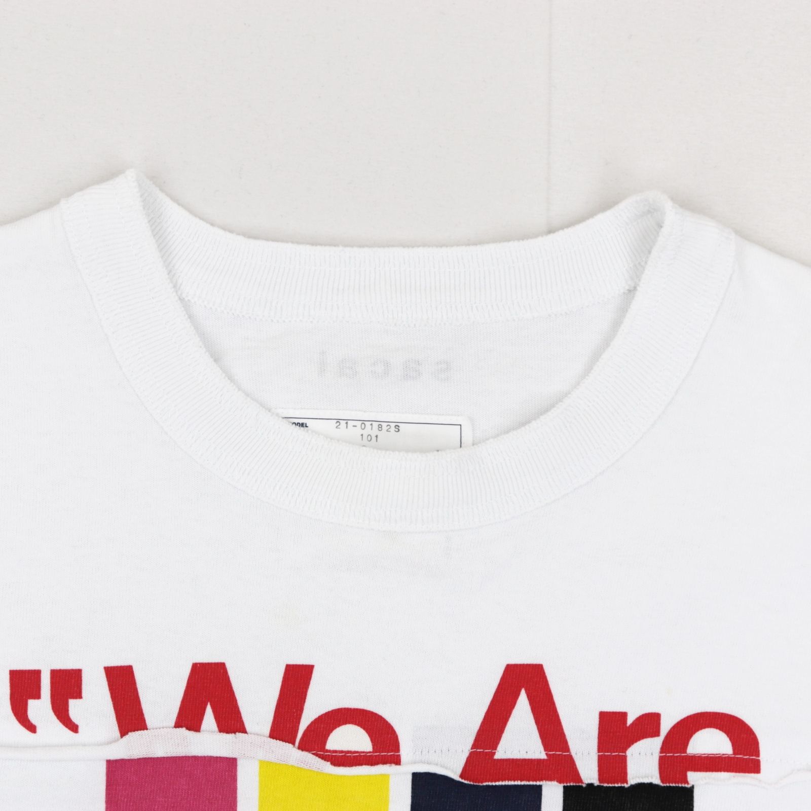 美品 サカイ 21SS アーカイブミックス 半袖Tシャツ メンズ 白 0 ロゴプリント We Are The People sacai