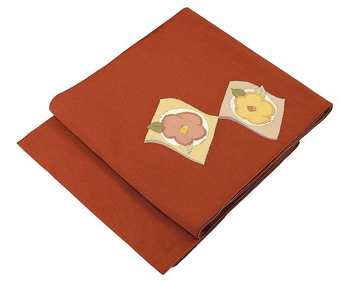 名古屋帯 正絹 仕立て上がり 椿 白美つづれ 手織 八寸名古屋帯 仕立済み h3124