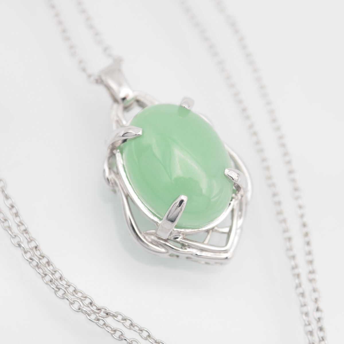 K398 グリーンストーン STERLING SILVER刻印 ペンダント ネックレス デザイン シルバー