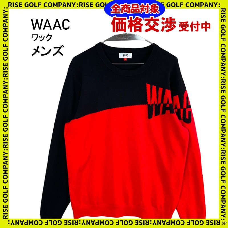 WAAC ワック 長袖 ニット レッド ブラック 3 メンズ ゴルフウェア 2309