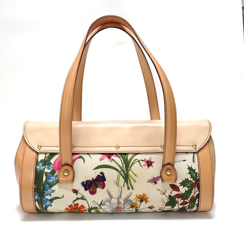 GUCCI】 グッチ バンブー フローラ ハンドバッグ レザー キャンバス 111713 中古 ITALY 花柄 イタリー 質屋 - メルカリ