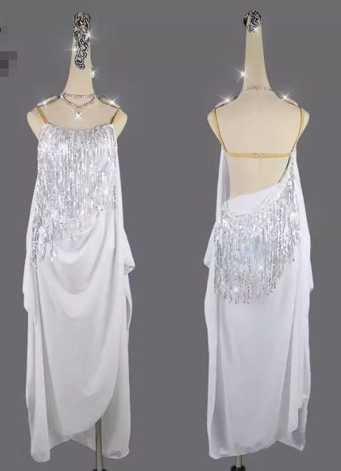 社交ダンスドレス ラテンドレス デモ用 ルンバ ホワイト オーダーメイド