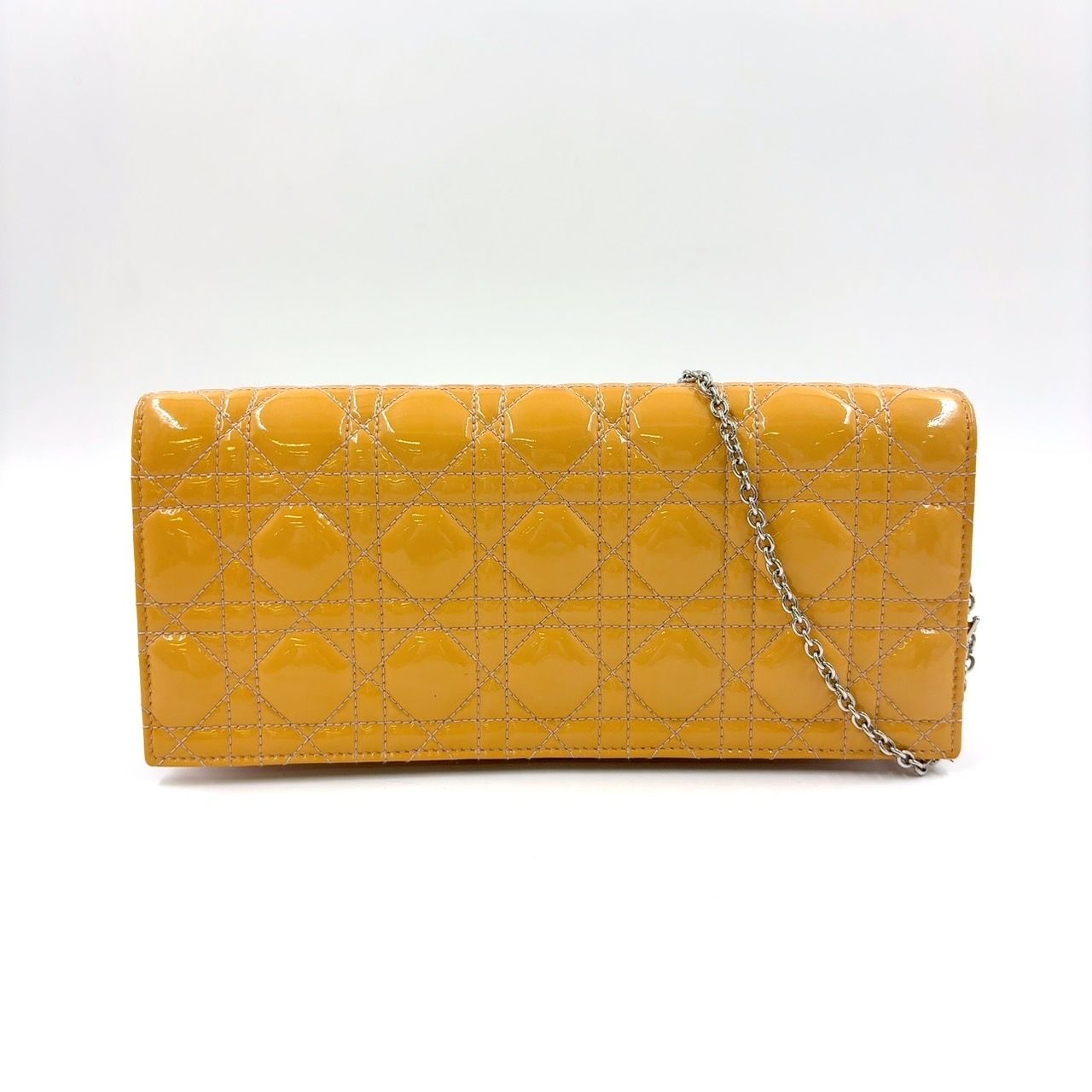 Christian Dior カナージュ 2way エナメルレザー イエロー ボディバッグ シルバー