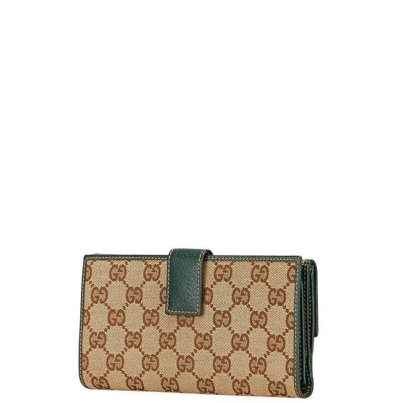 グッチ GGキャンバス シェリーライン 146206 ベージュ グリーン キャンバス レザー レディース GUCCI 1-0231862