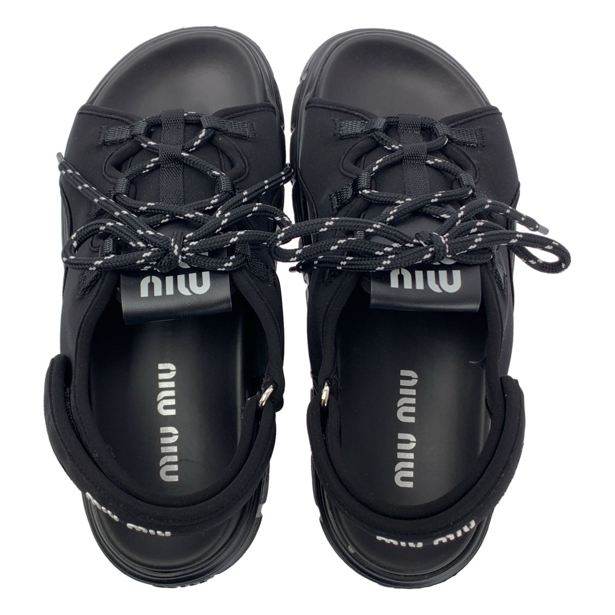 MIUMIU ストレッチネオプレンファブリック スニーカー ブラック 厚底 