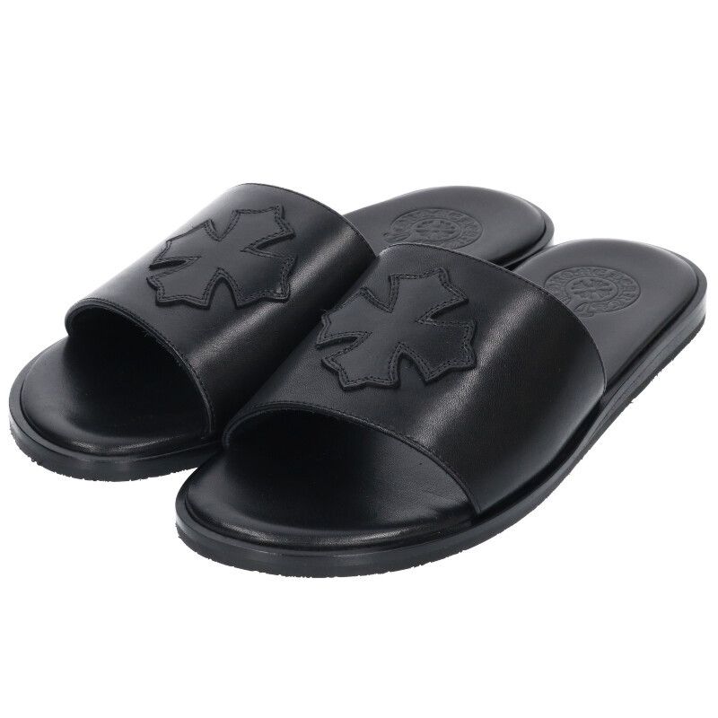 クロムハーツ CH SLIDE LEATHER CHプラスパッチレザーサンダル メンズ 41