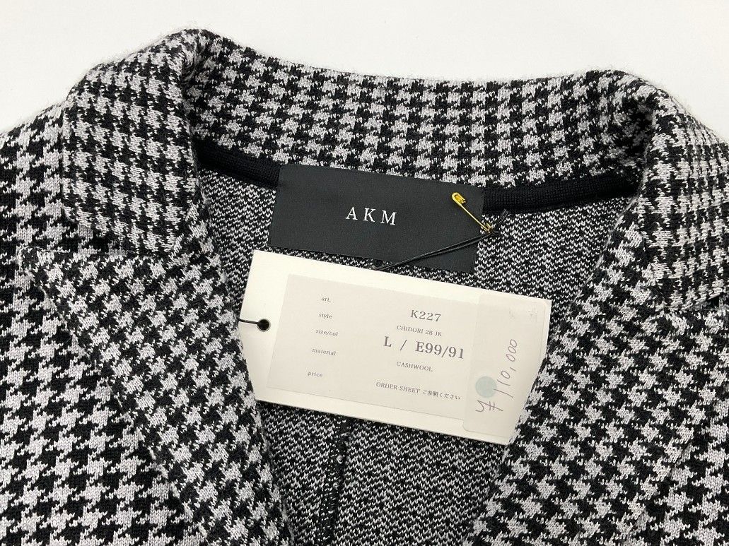 AKM 千鳥 カモ ニット CHIDORI CAMO L グレー ホワイト AKM】CHIDORI CAMO L/S CREW -CAMO/CHIDORI/SAX- | AKM