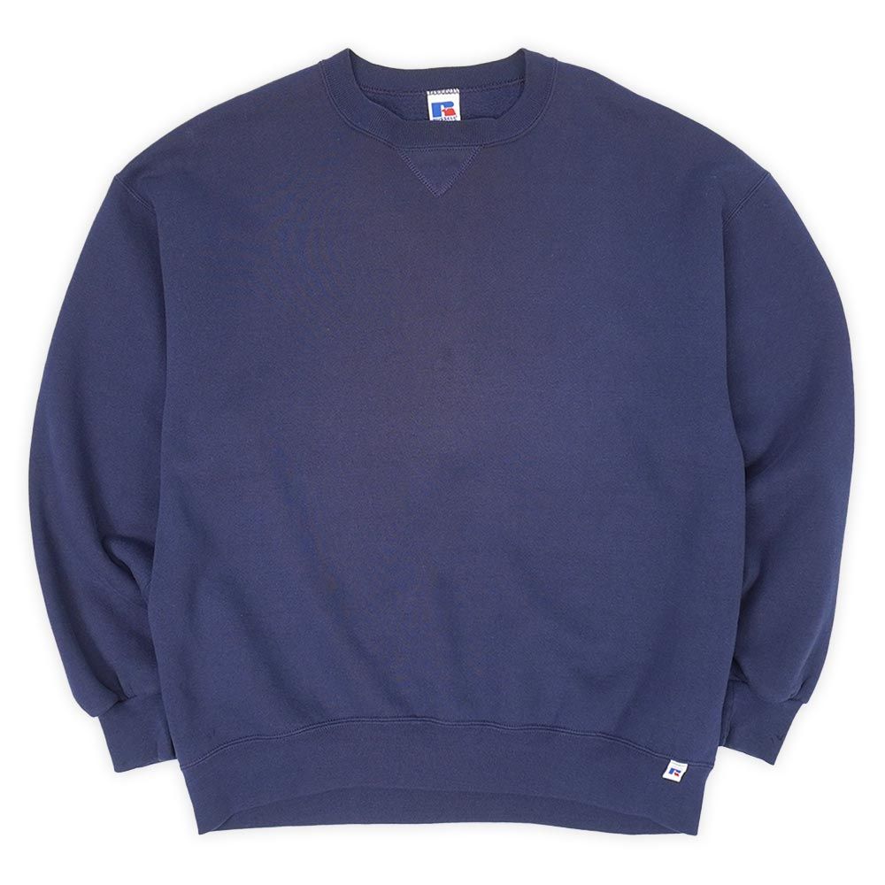 ラッセル RUSSELL 90s 90年代 無地 ブランク 前V 定番 シンプル 旧タグ MADE IN USA アメリカ製 ヴィンテージ 古着 メンズ スウェット・トレーナー ネイビー / 紺 XL【中古】