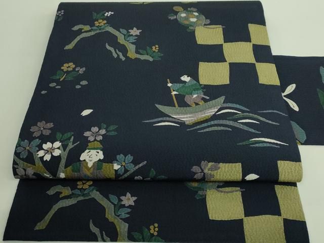 正絹 名古屋帯 孔雀柄 未使用 未使用品】ろっこや 名古屋帯