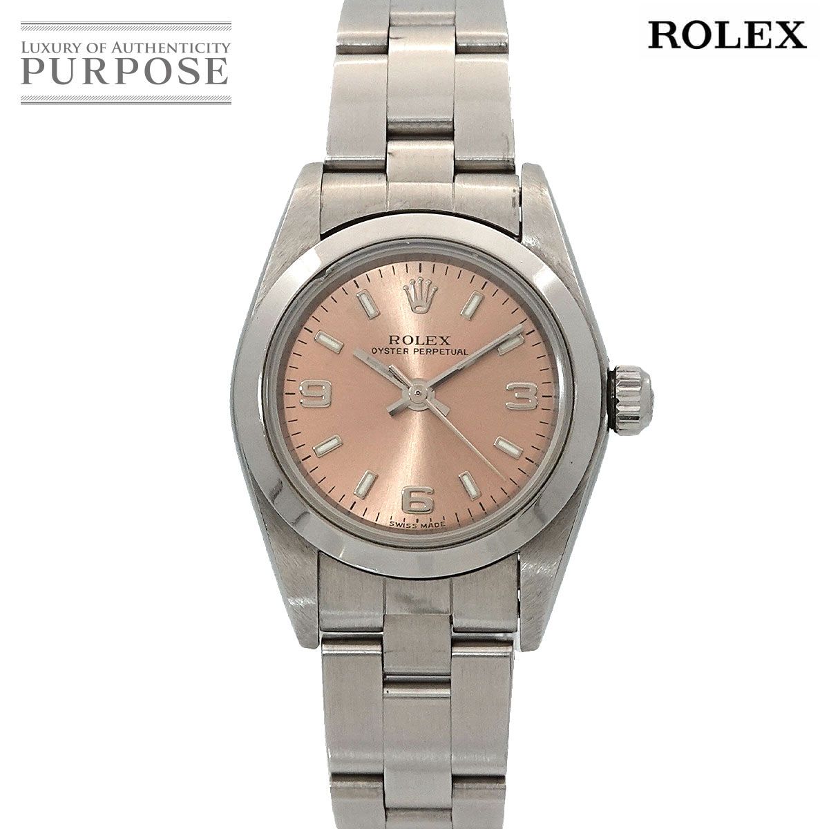 ロレックス ROLEX オイスターパーペチュアル 76080 F番 レディース 腕時計 ピンク オートマ 自動巻き Oyster Perpetual 90293823