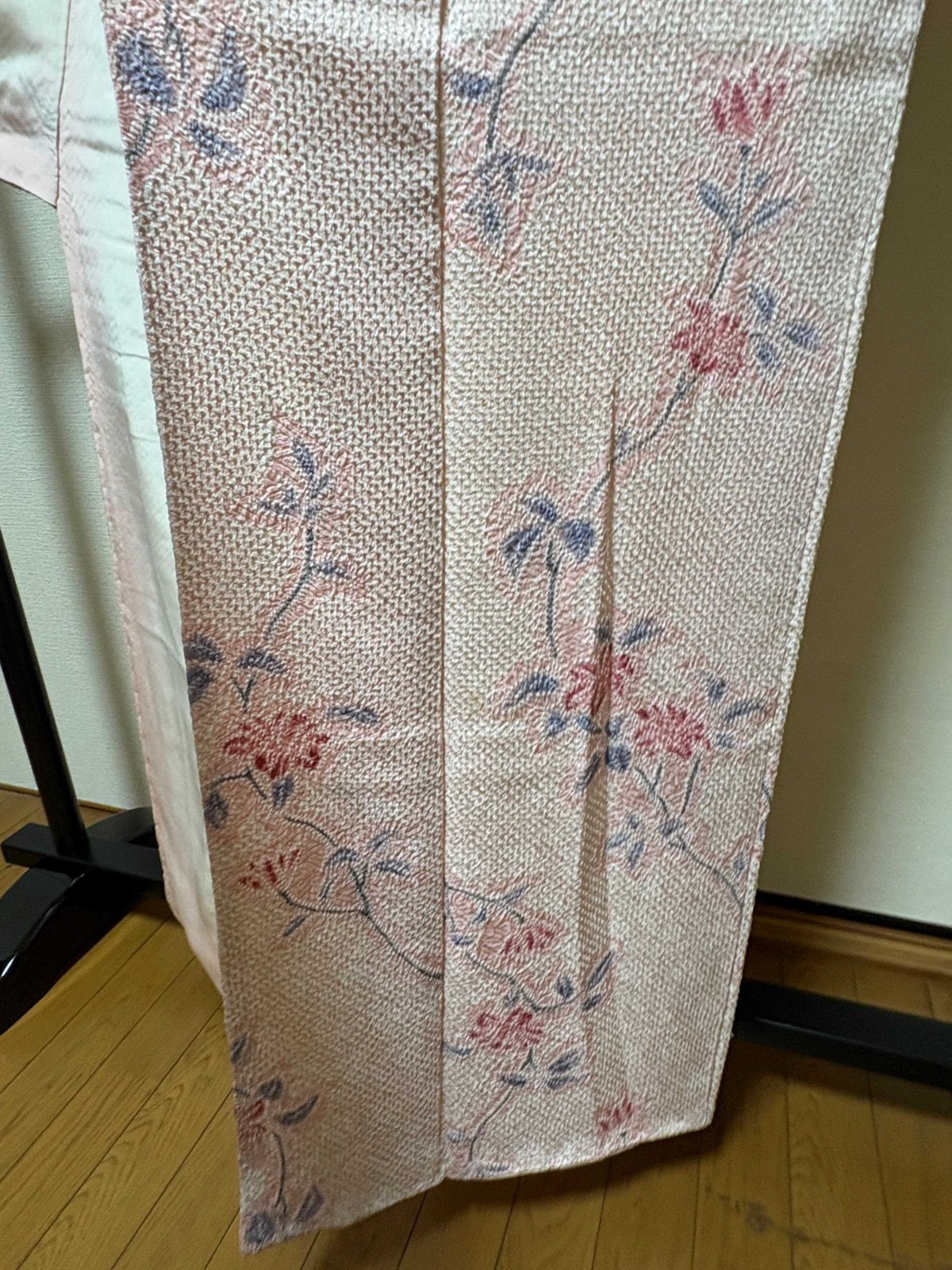 夏着物　紋紗　小紋　着尺　羽尺　反物　新品未仕立て　花柄　薄紫 洗える夏着物 絽紗 ポリ 小紋 フルセット 単衣 トールサイズ 花