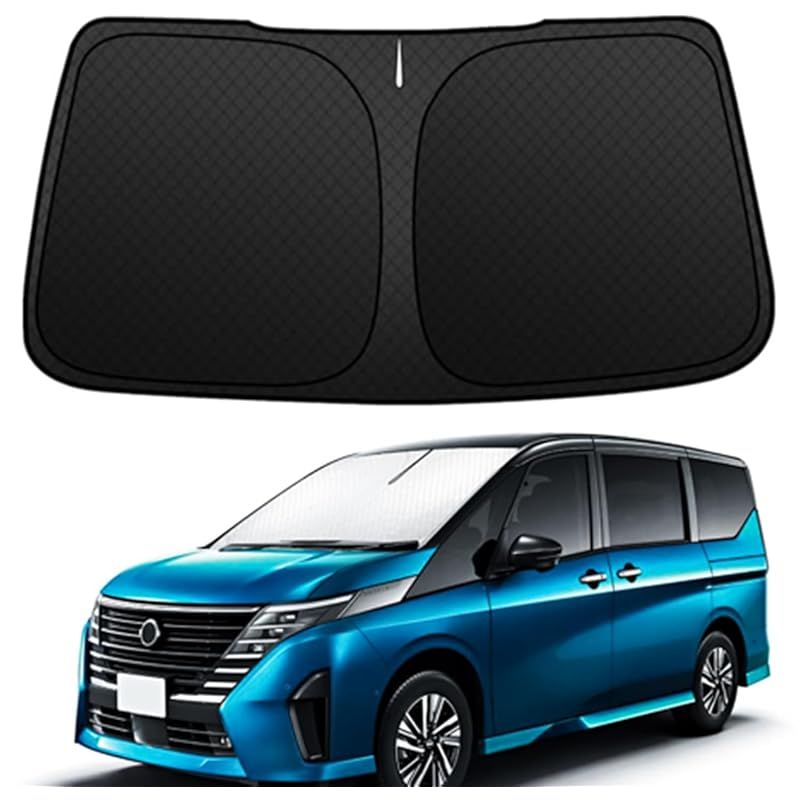 【令和6年 厚い5層構造】BLUESEATEC 新型 2023 日産 セレナ 6代目 C28 車用サンシェード 厚手材質 5層構造 日よけ 暑さ対策 内装劣化防止 紫外線カット 遮光 断熱 プライバシー保護 収納袋付き 0