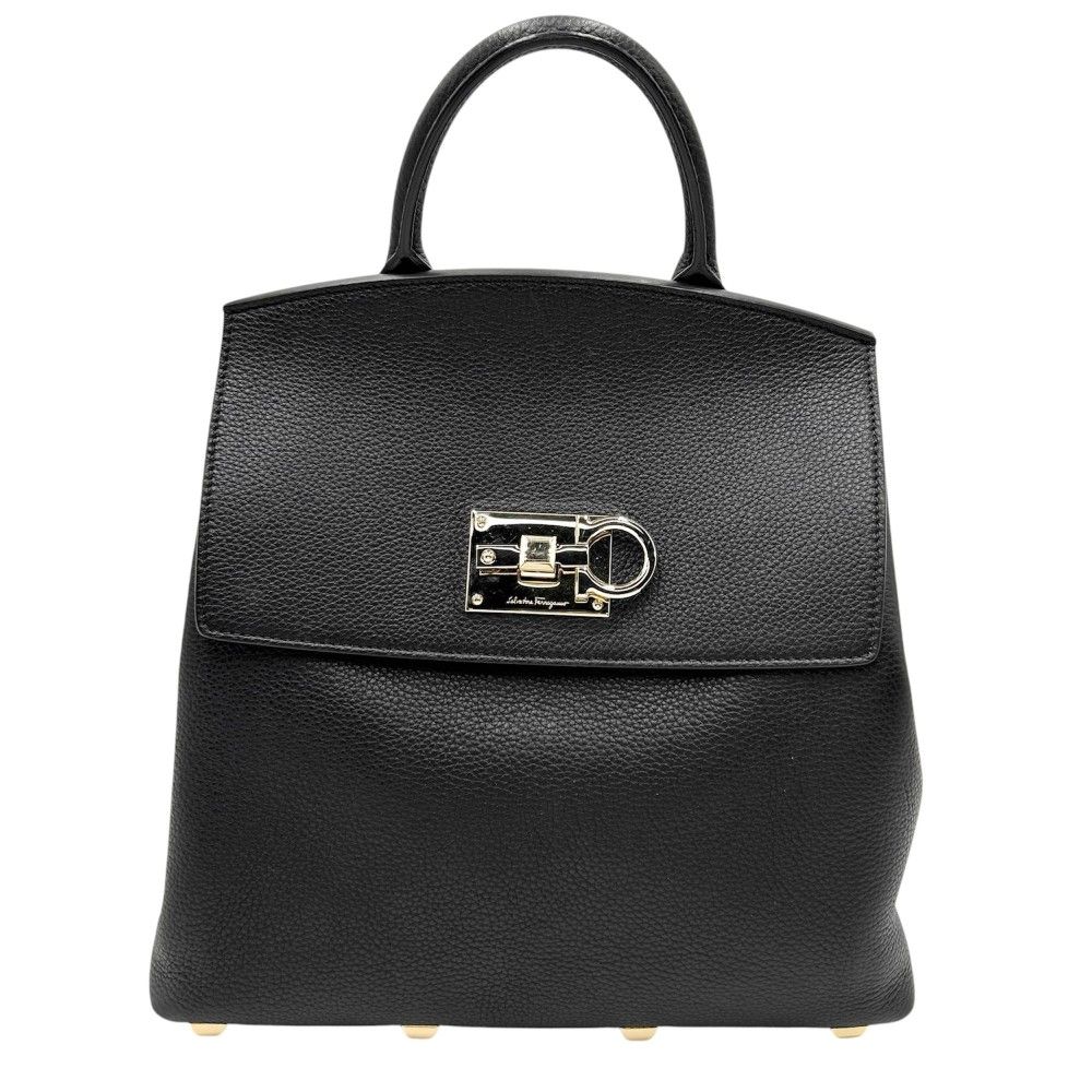 サルヴァトーレフェラガモ リュック バックパック ガンチーニ ゴールド金具 黒 Salvatore Ferragamo サルヴァトーレフェラガモ リュック ガンチーニ