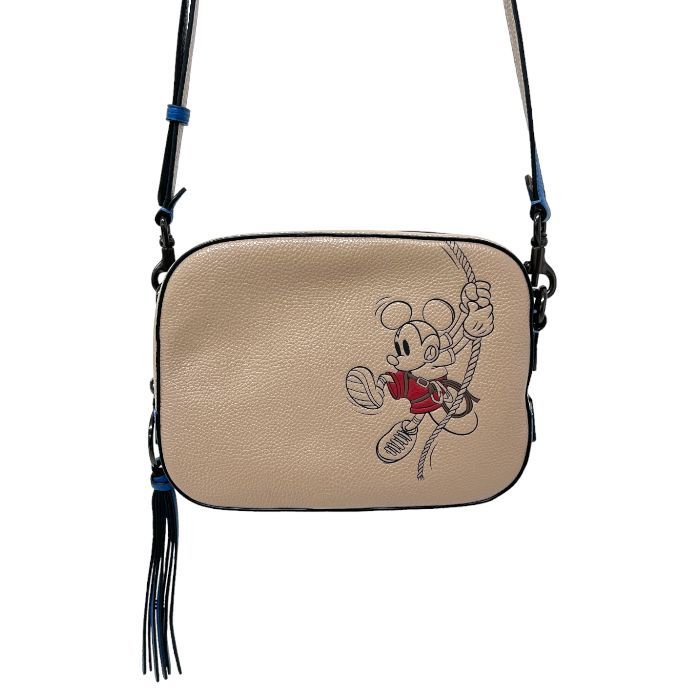 コーチ COACH ウィズロープクライム ミッキーマウス ディズニー カメラバッグ 3905 ショルダーバッグ クロスボディバッグ 肩掛け 斜めかけ 日本限定 ディズニーコラボ レディース メンズ ベージュ 極美品 中古 map10003