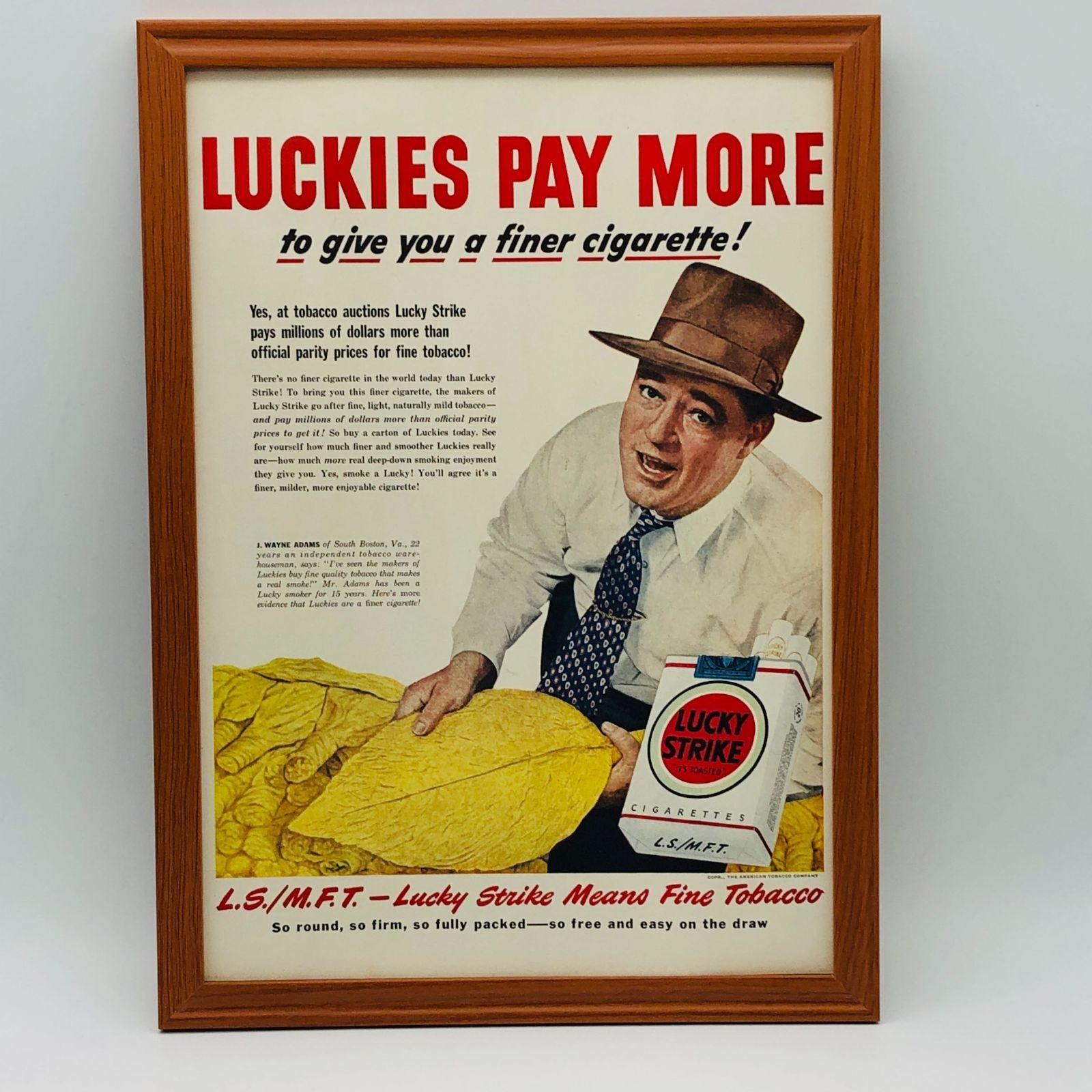 ビンテージ 広告 ポスター 『 ラッキーストライク (Lucky Strike) 』 1950's 額付 オリジナル アメリカ 輸入雑貨 ※当時物  ヴィンテージ 昭和 アートフレーム 昭和 ( AZ1875 ) - メルカリ