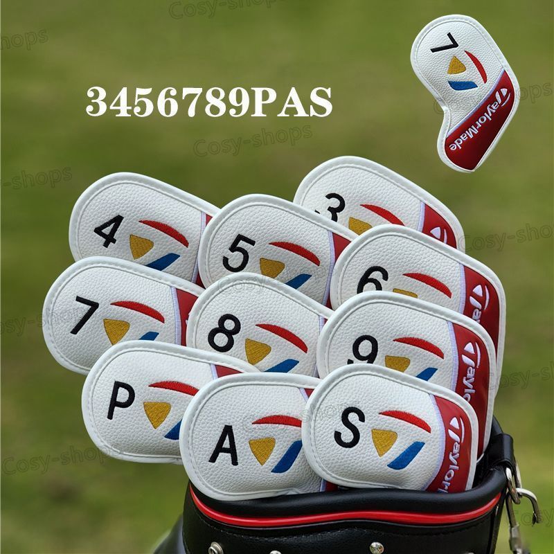 TaylorMade ゴルフクラブ アイアンカバー 10点セット(白×赤 TaylorMade ゴルフクラブ アイアンカバー 10点セット(白×赤