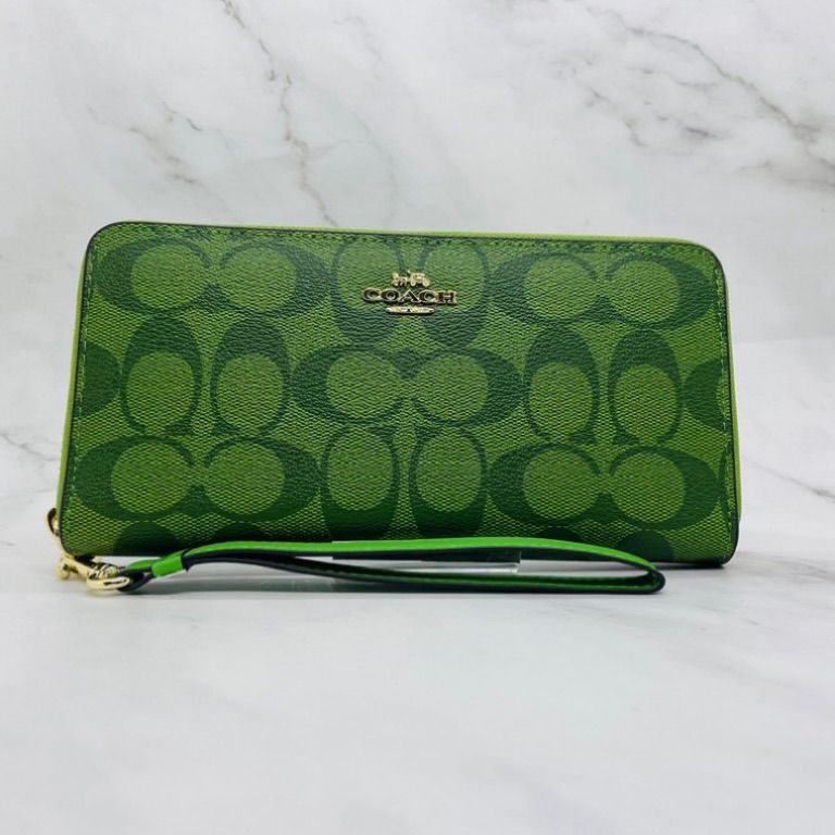 新品・未使用】COACHコーチ長財布シグネチャーストラップ付きネオン 