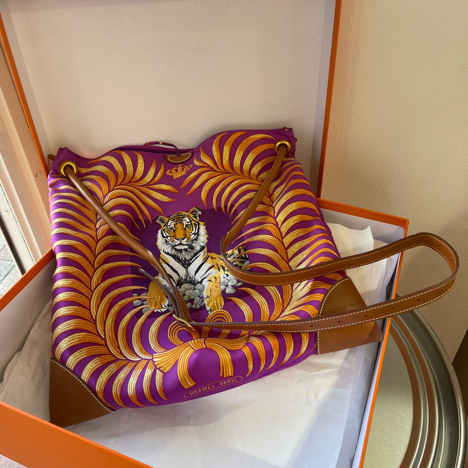 美品】HERMES エルメス シルキーシティPM 王者の虎 TIGRE ROYAL シルク 