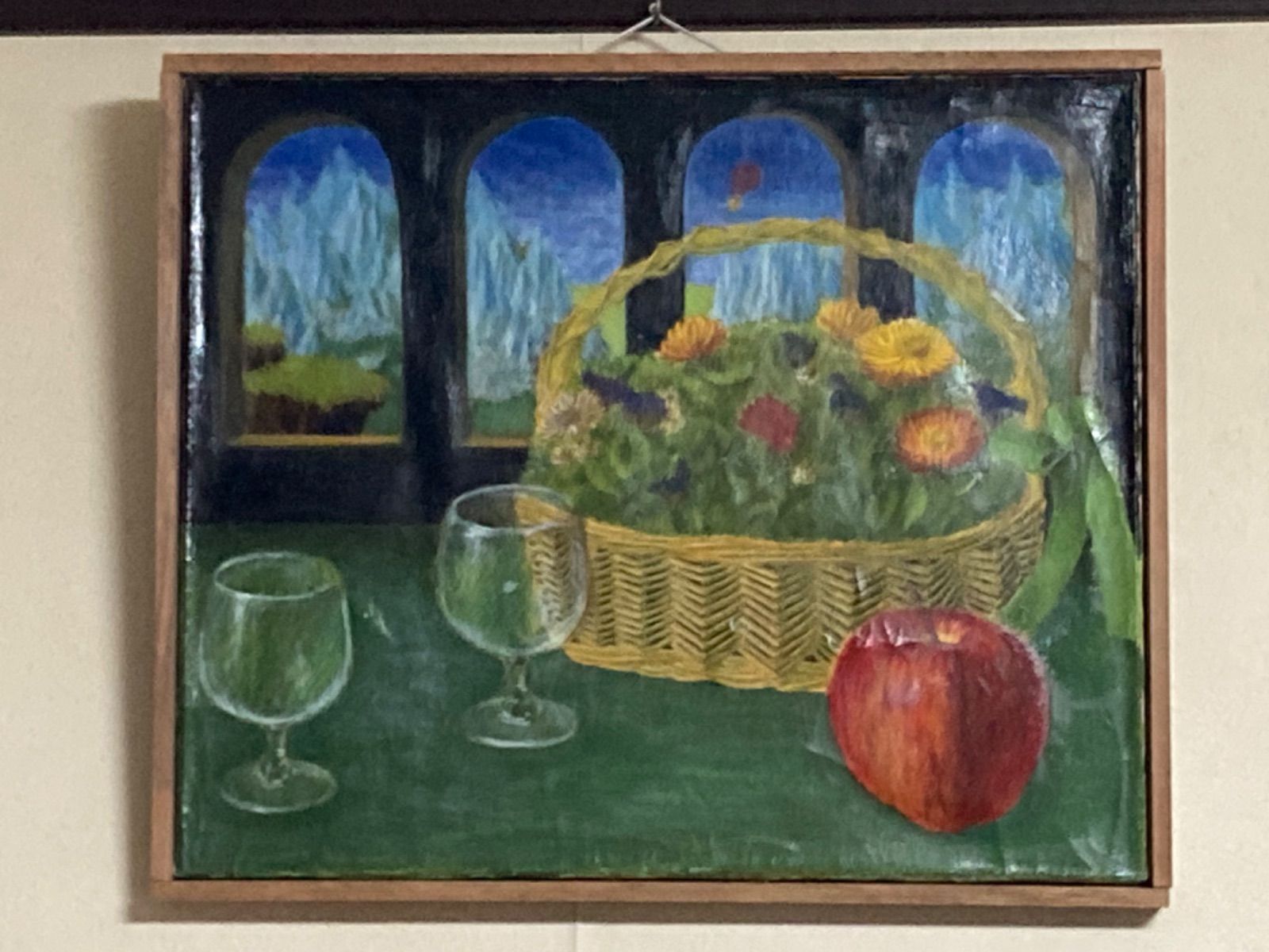 絵画 油絵 白樺林 （早瀬遼） 【肉筆】【油絵】【日本の風景】【横長