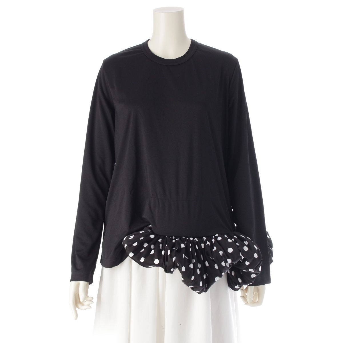 コムデギャルソン AD2021 ドット柄 裾 ドッキング デザイン カットソー トップス GH-T017 ブラック L