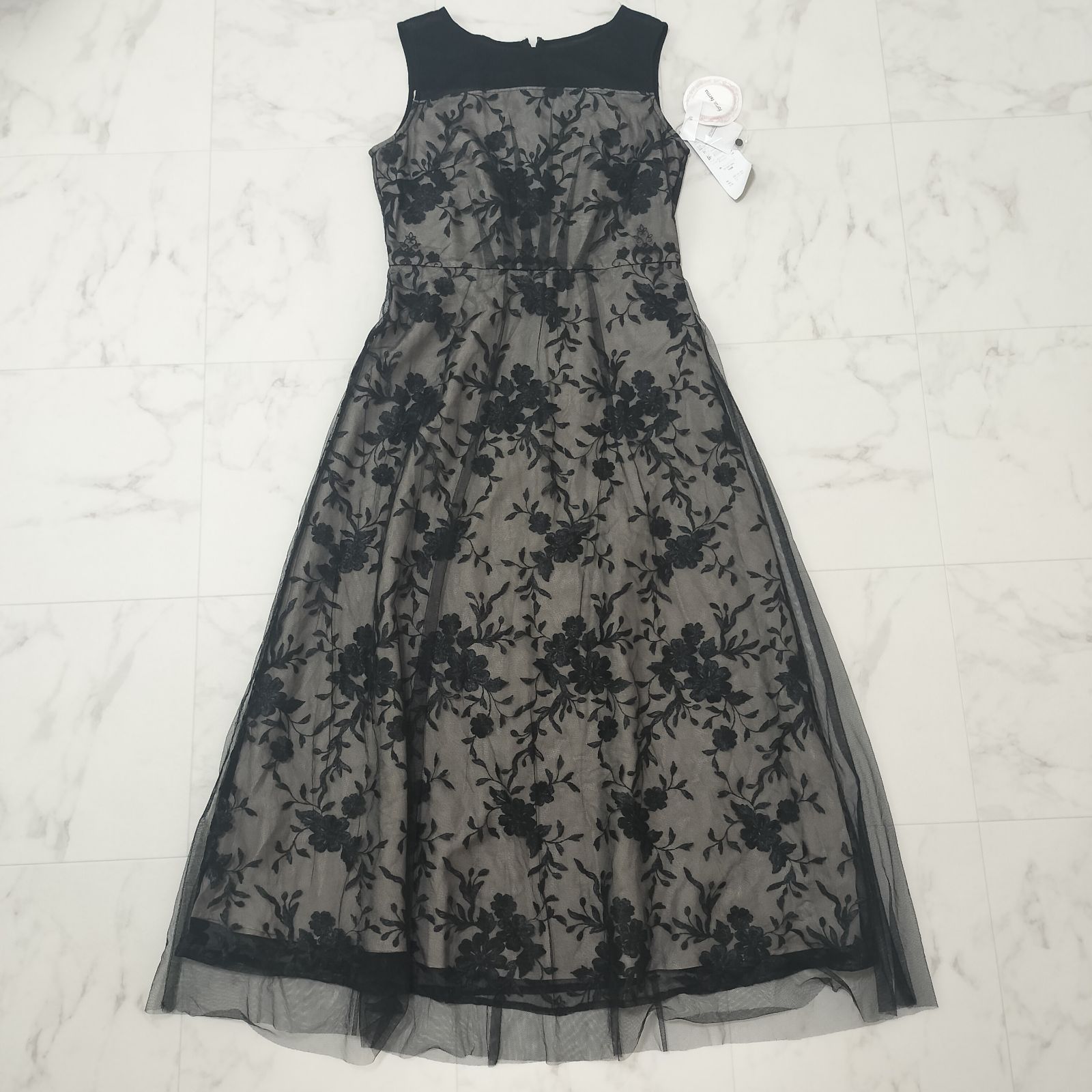 form forma フォルムフォルマ 花柄レースワンピース マザードレス フォーマル 黒系 13号 XL