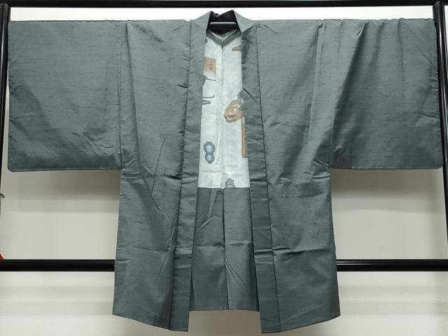 平和屋着物○男性 紬 アンサンブル 羊羹色 正絹 逸品 CAAS8509vf  