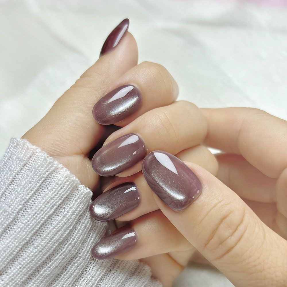 [Spring Fair] OHMI GALLERY Magnetic Nail Tips, Short Oval, One Color, 100% Handmade, Luxurious, Unisex, NTSOMSC Furujo