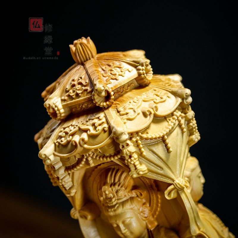 修縁堂】極上彫 木彫り 仏像 阿弥陀三尊立像 彫刻 仏教工芸品 柘植材-