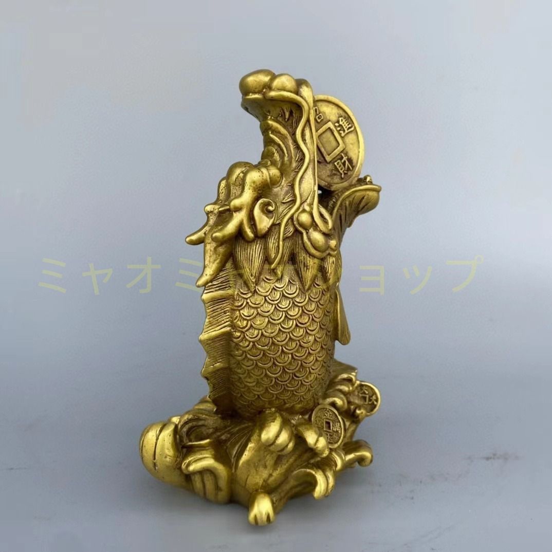ドラゴン 龍 神龍 魚 オブジェ 置物 金 ゴールド 黄金 卓上置物 風水 仏像 縁起物 玄関 昇運 縁起物 魔除け インテリア リビング 贈り物 かっこいい