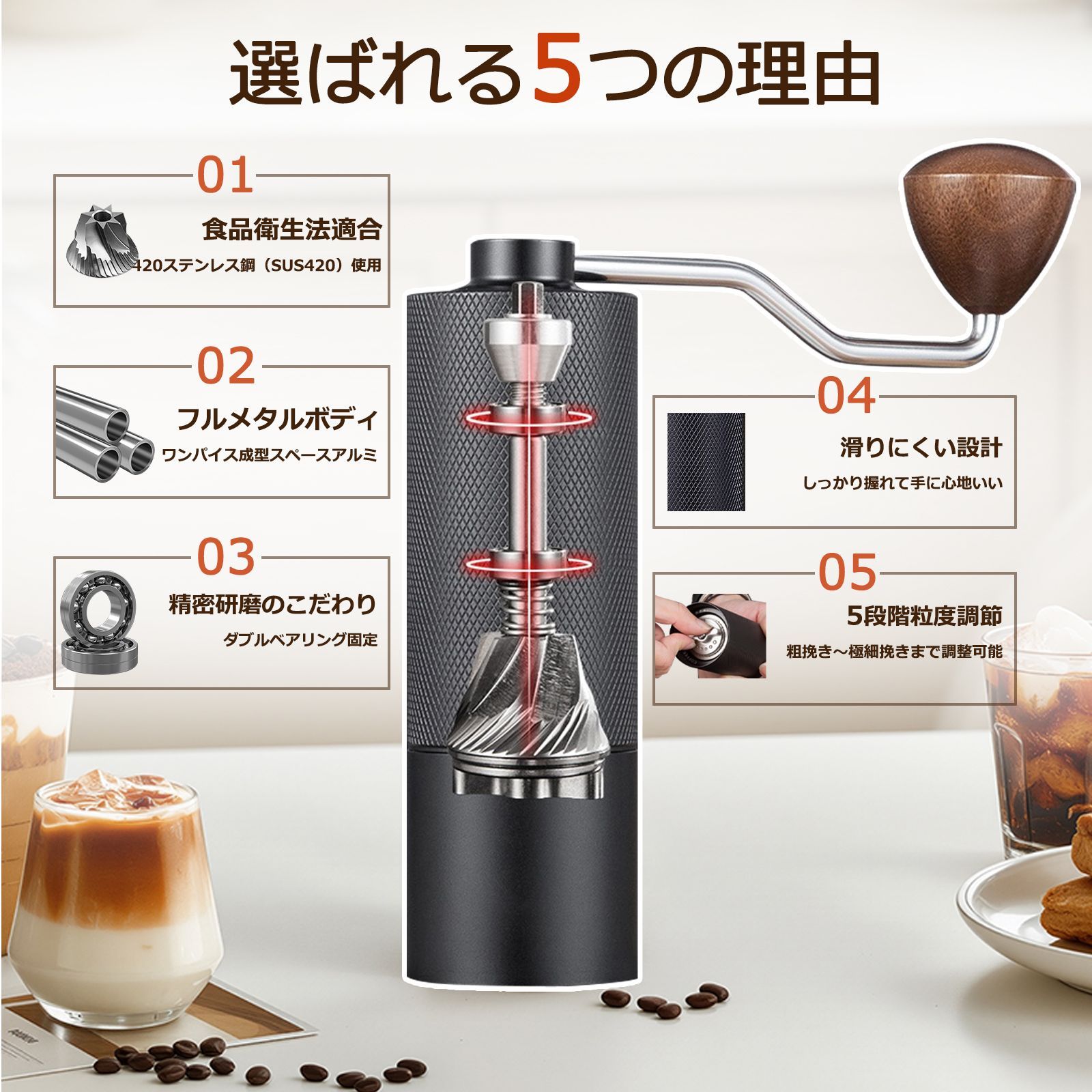 豆挽き コーヒーミル コンパクト コーヒー豆 挽く機械 HARIO コーヒー 