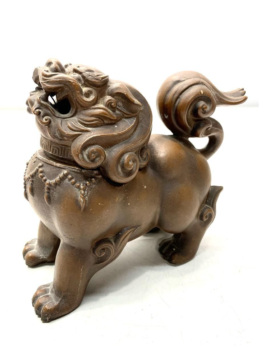 貴重 獅子香炉 高岡銅器 在銘 亜鉛合金 金属工芸 骨董
