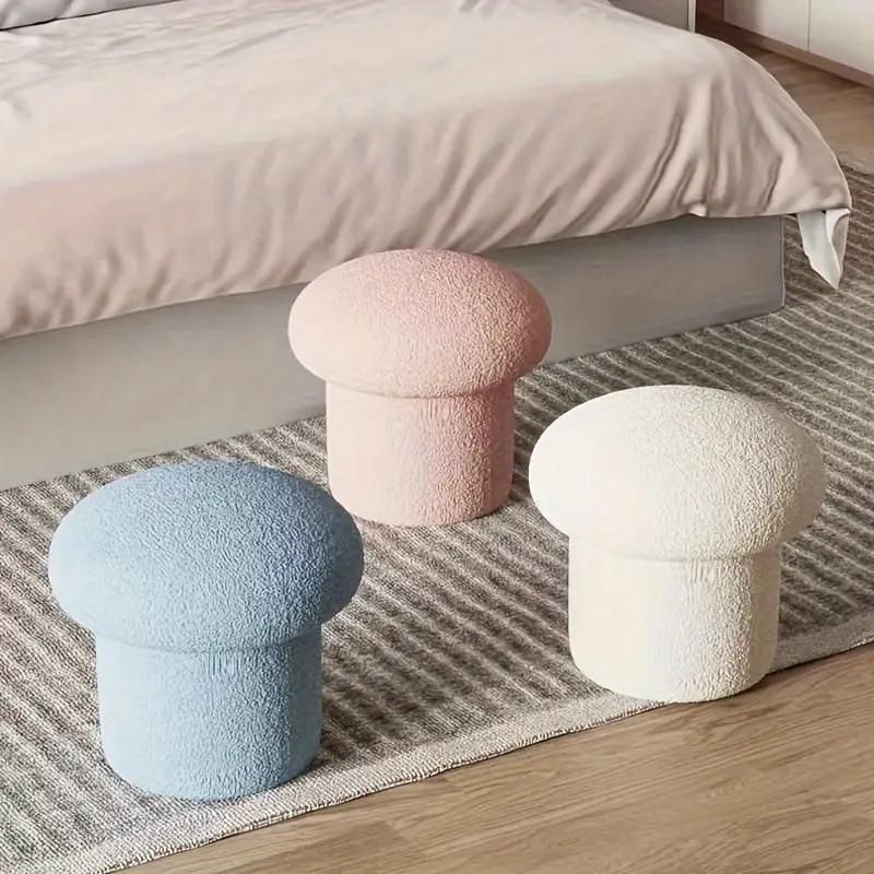新品未使用スツール 椅子 オットマン 脚置き フットベンチ きのこ マッシュルーム もこもこ 韓国インテリア おしゃれ かわいい くすみカラー 8色 4-7