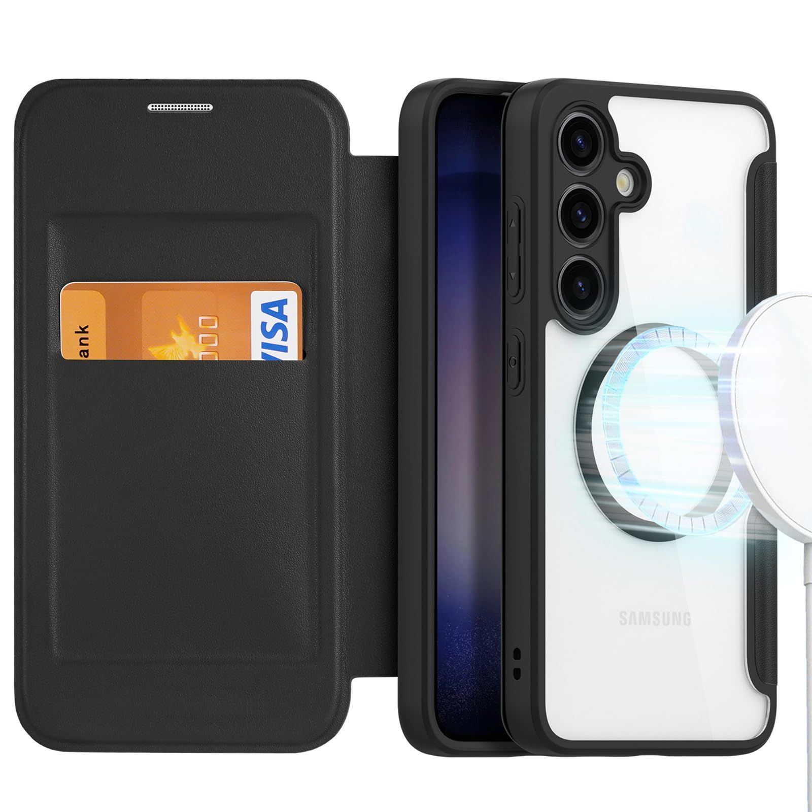 人気商品】MagSafe対応 カード収納 手帳型 背面クリア マグセーフ 手帳 」 ワイヤレス充電対応 カード