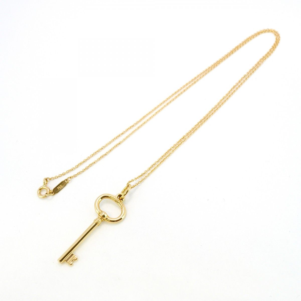 5jcb0575】ティファニー ネックレス オーバルキー K18YG イエロー  