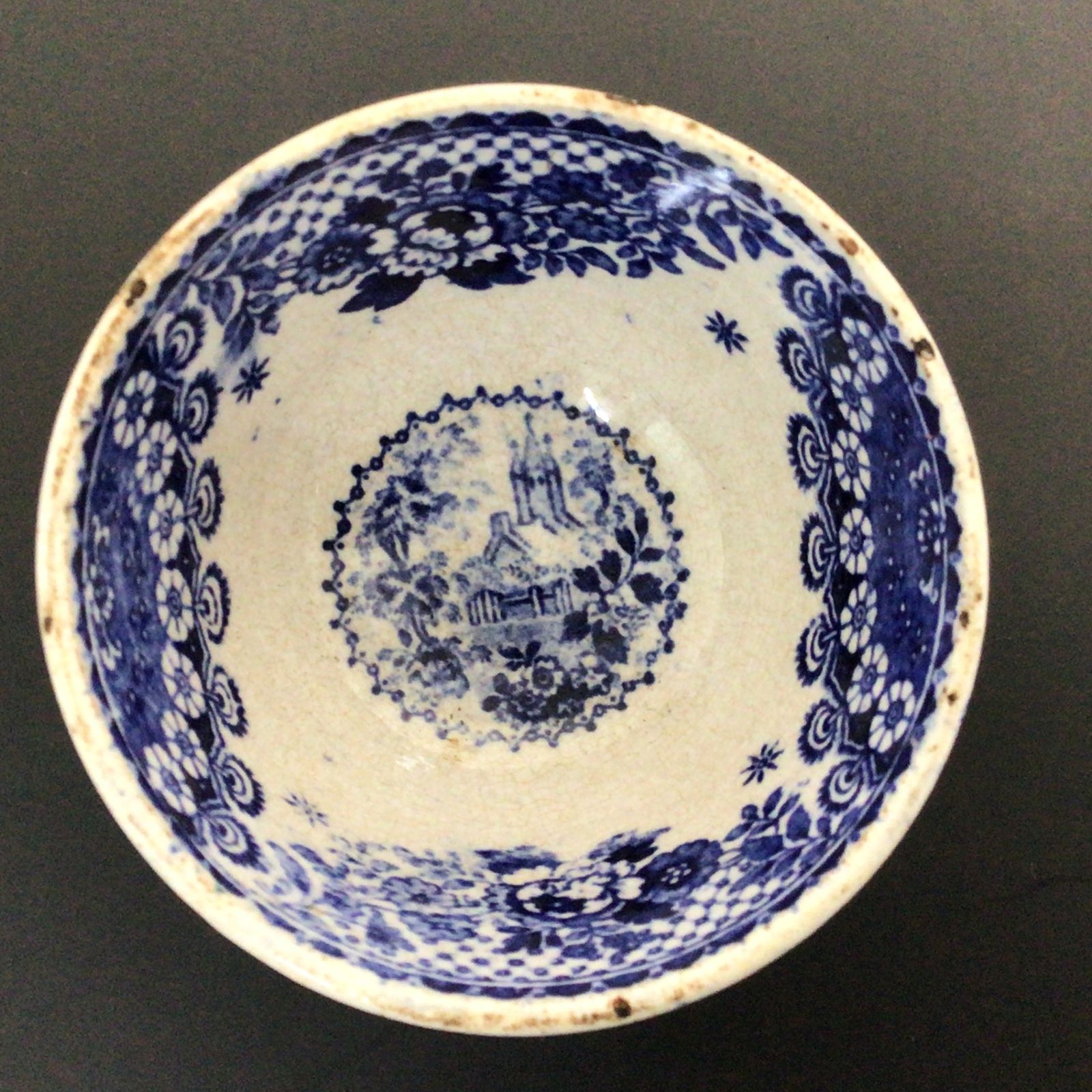 10070 【難あり】阿蘭陀焼 煎茶碗5客 デルフト 印判 茶器 湯呑 京