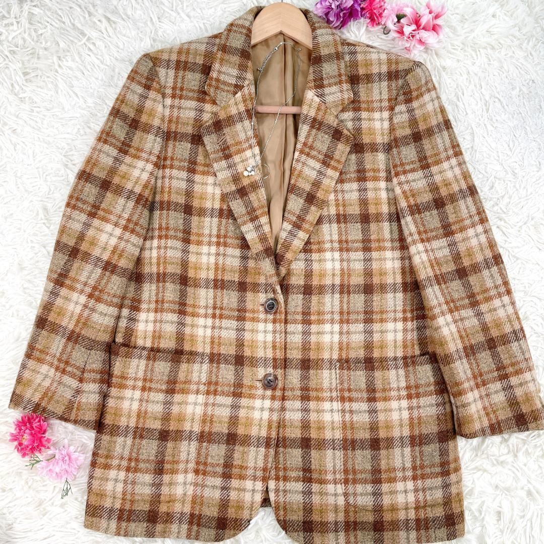 Aquascutum テーラードジャケット 英国風チェック柄 襟 