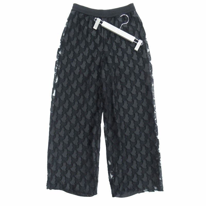 24ss エムエーエスユー MASU エンジェル レース ジャガード シアー イージー パンツ ワイド ANGEL LACE EASY PANTS シースルー 46 黒 ブラック メンズ